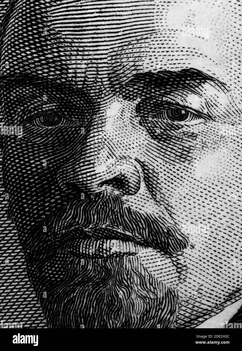 Vladimir Lenin portrait on old Russia ruble banknote macro, leader of Russian Revolution 1917 Stock Photo