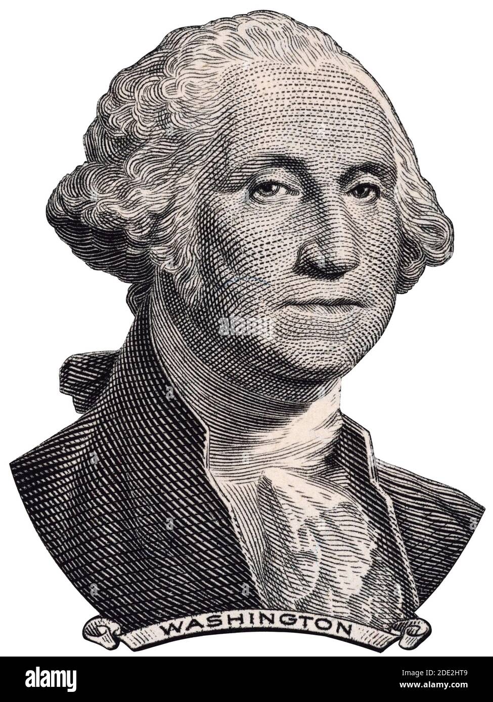 US President George Washington face on one USA dollar bill