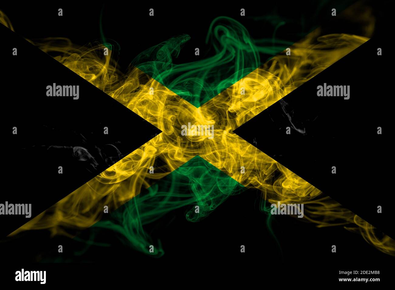 Jamaica, Jamaican smoke flag isolated on black background Stock Photo