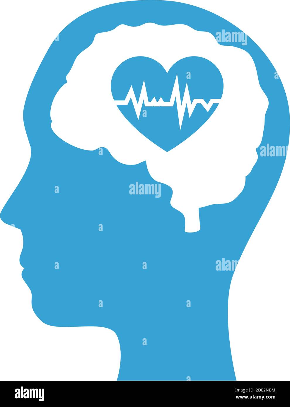 mental health profile human with brain organ and heart Stock Vector ...