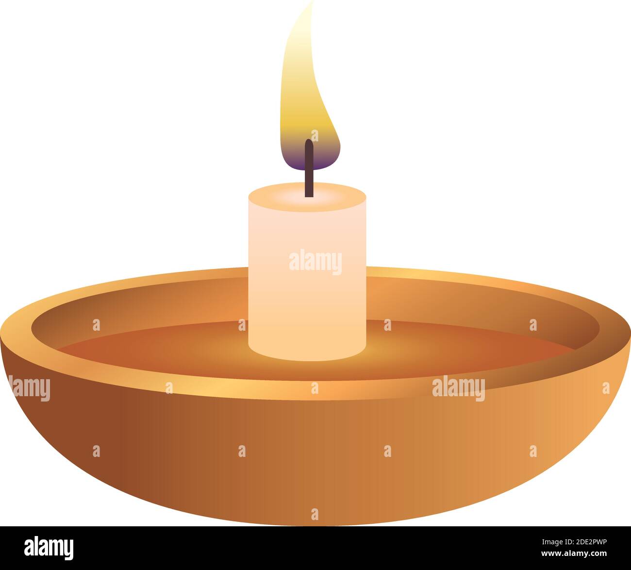 wooden diwali candle decorative icon Stock Vector