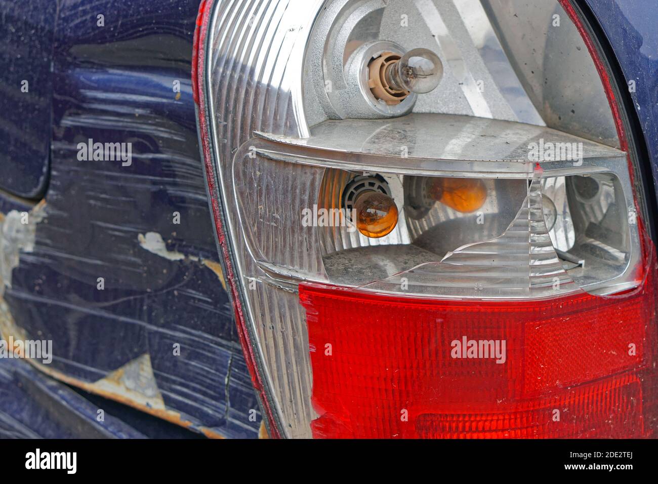 Damaged car broken rear lights traffic accident Stock Photo Alamy