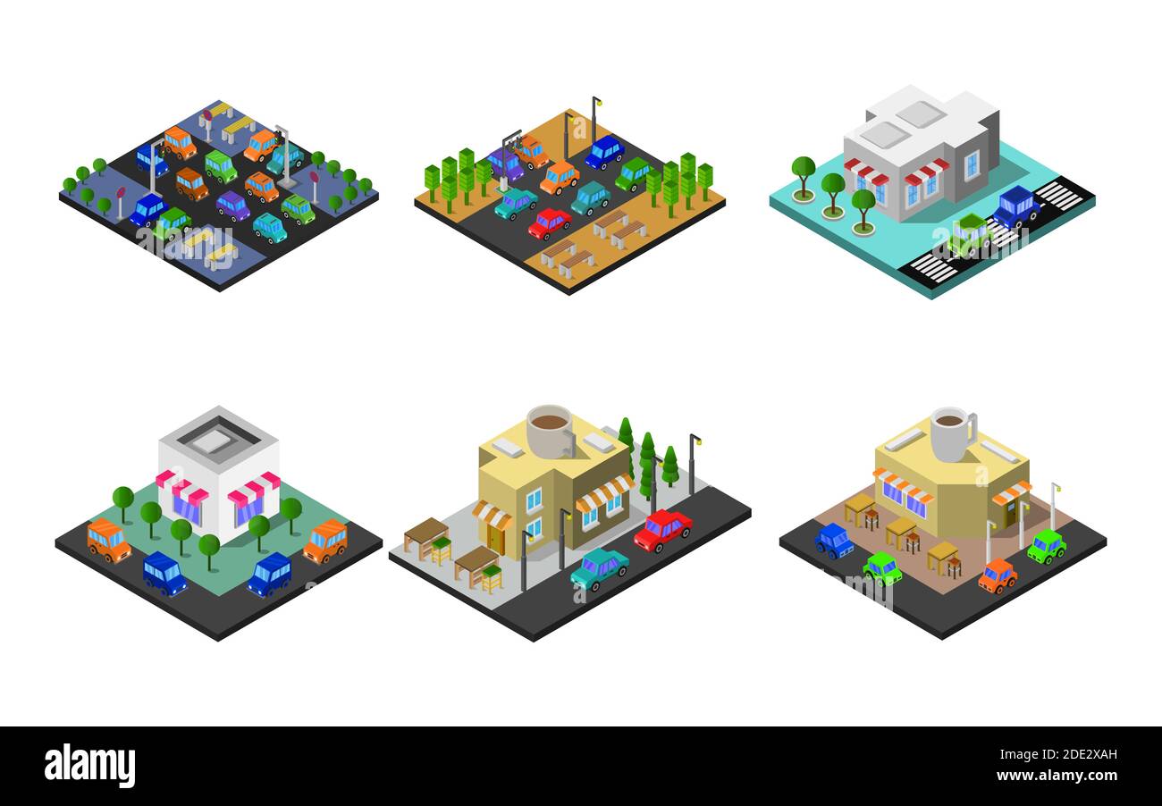 Set Of Isometric Buildings Vector illustration Stock Vector Image & Art ...