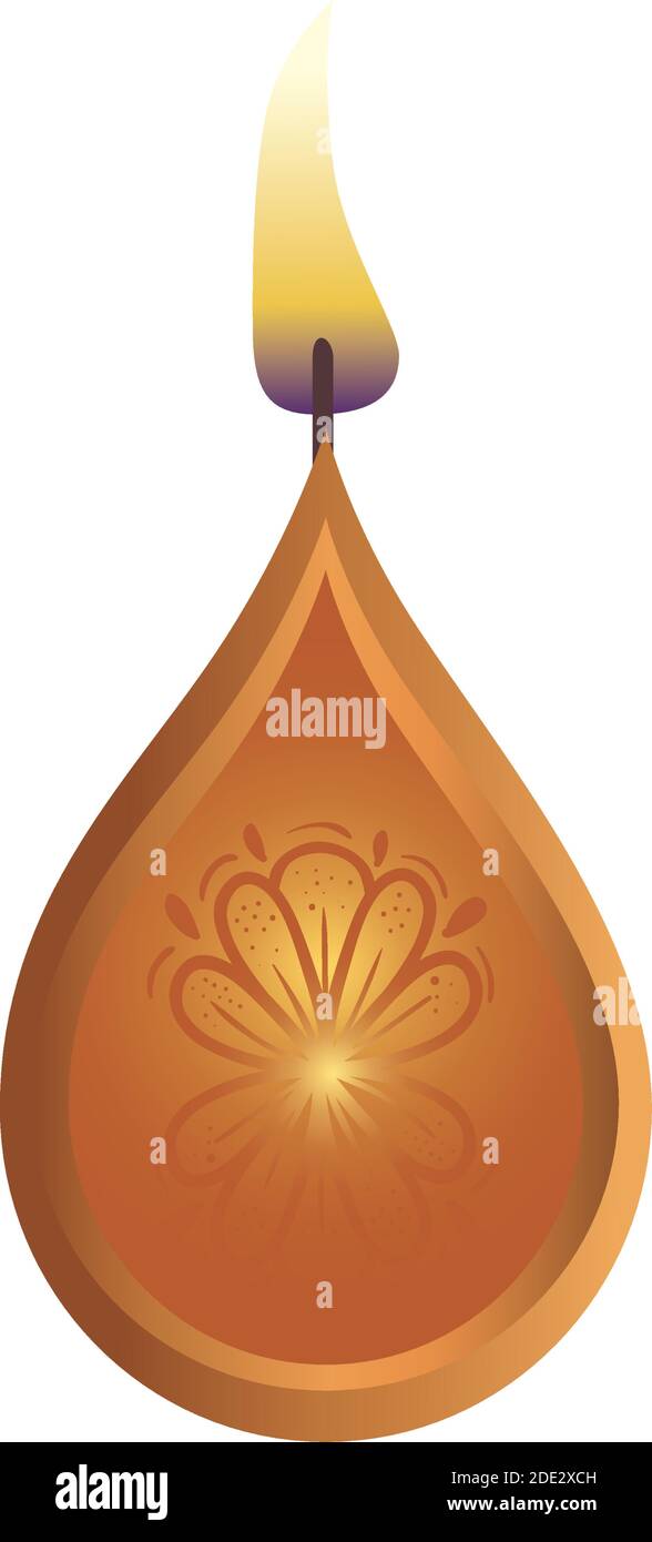 wooden diwali candle decorative icon Stock Vector
