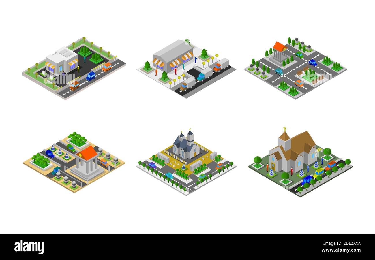 Isometric Buildings Set Vector illustration Stock Vector Image & Art ...