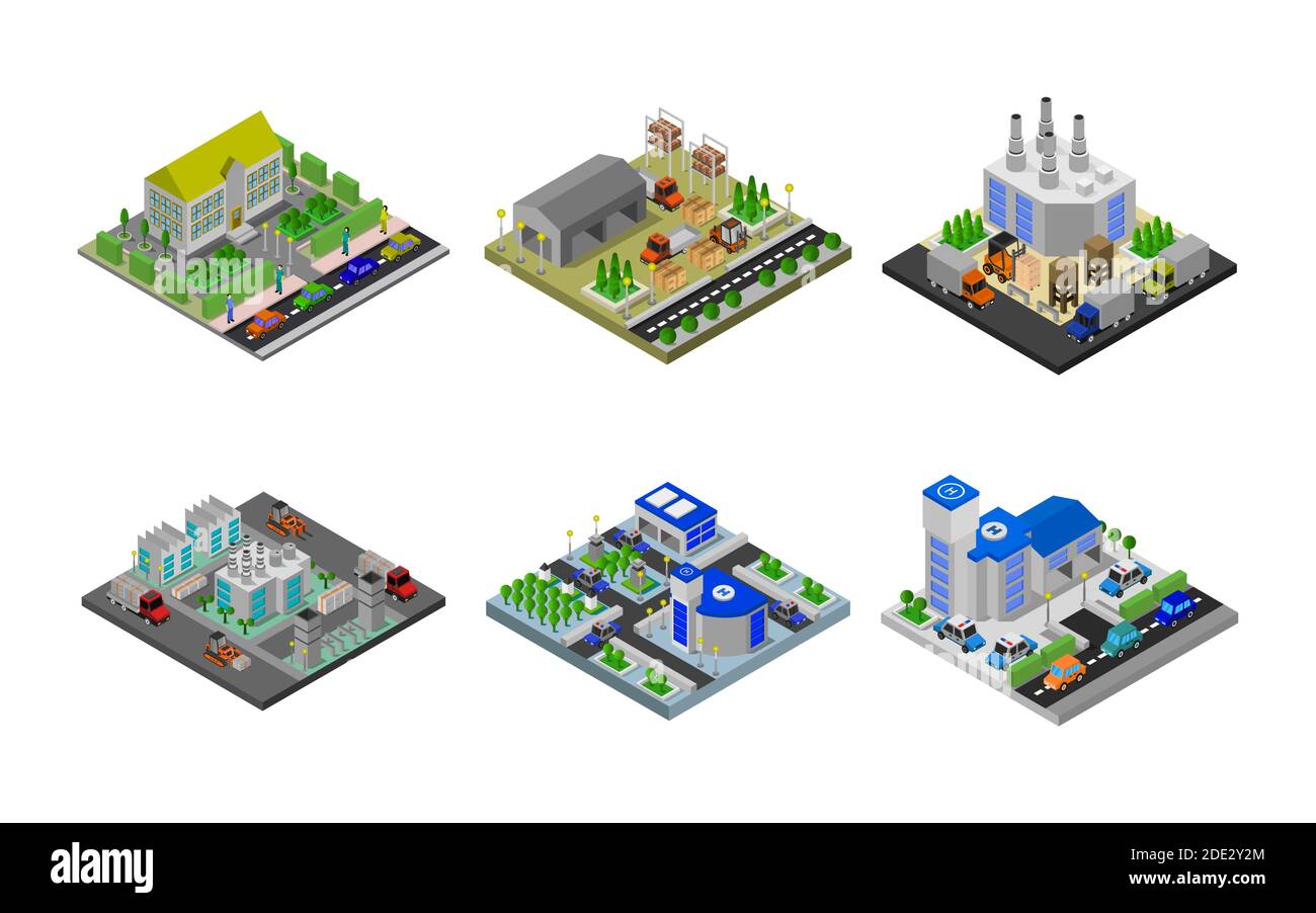 Isometric Buildings Set Vector illustration Stock Vector Image & Art ...