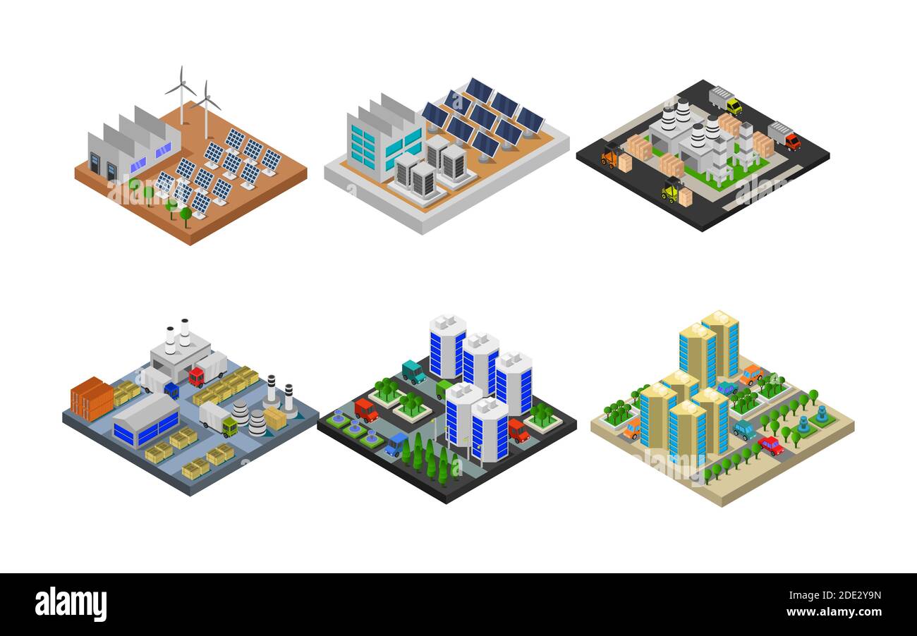 Isometric Buildings Set In Vector illustration Stock Vector Image & Art ...