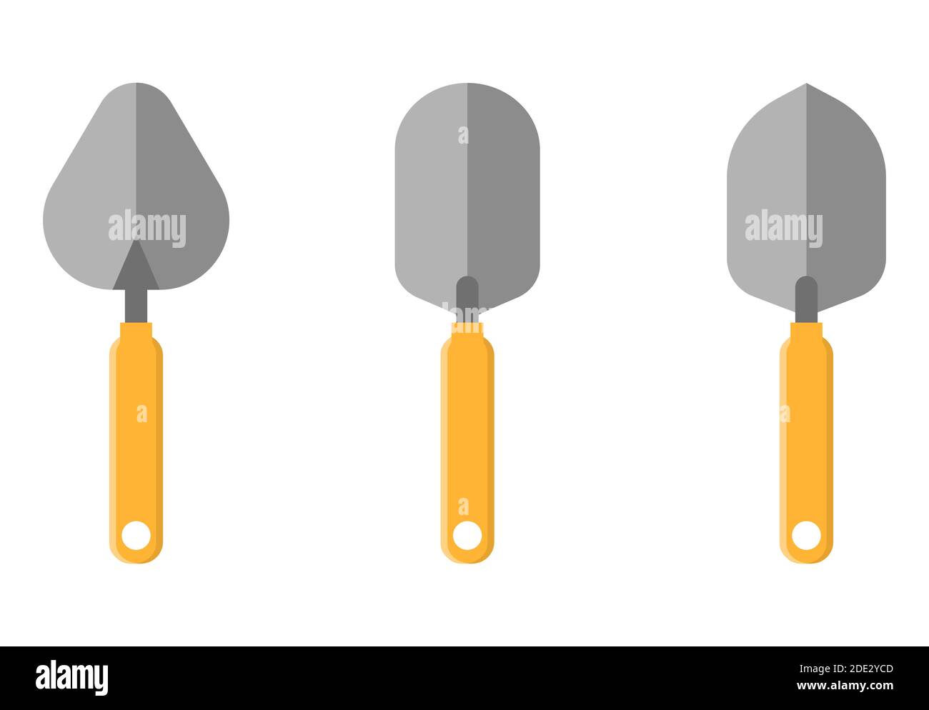 Set of garden trowel spade or shovel icons isolated on white background. Gardening tool. Vector