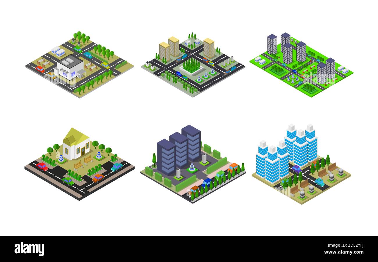 Isometric Buildings Set Vector illustration Stock Vector Image & Art ...