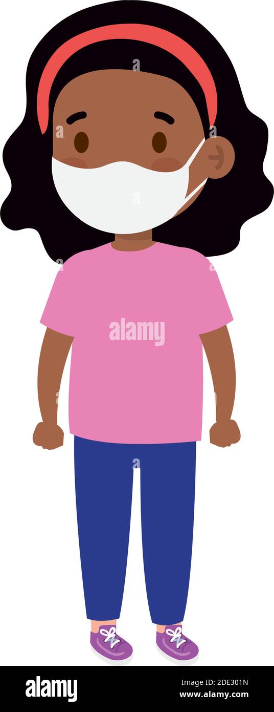afro little girl wearing medical mask Stock Vector Image & Art - Alamy