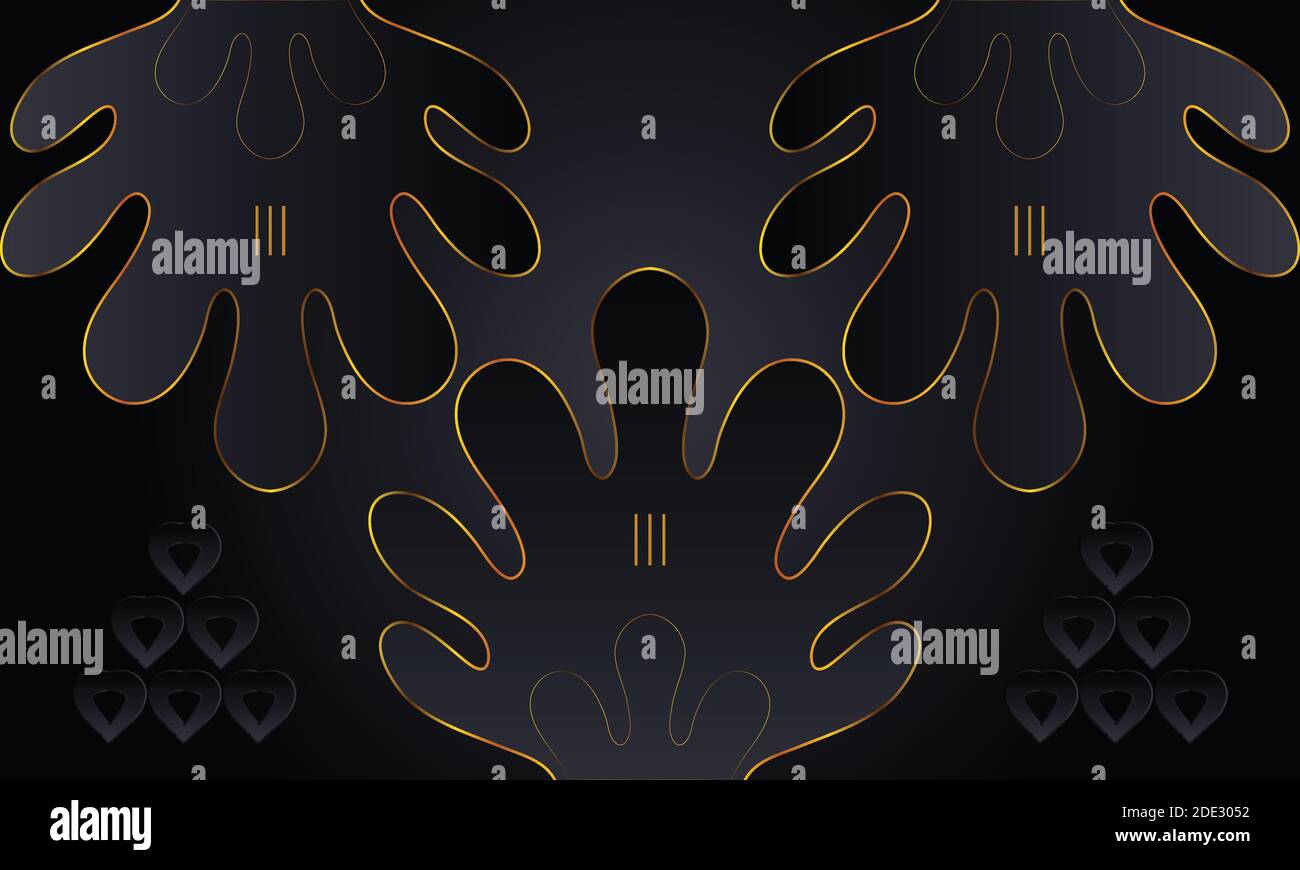 Black background with golden seamless abstract geometric pattern. Stock Vector