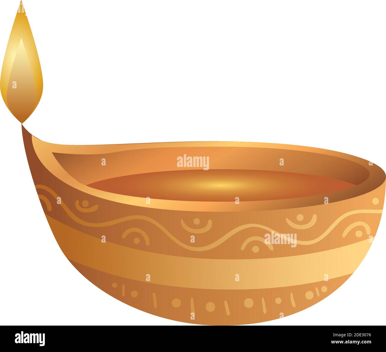 wooden diwali candle decorative icon Stock Vector
