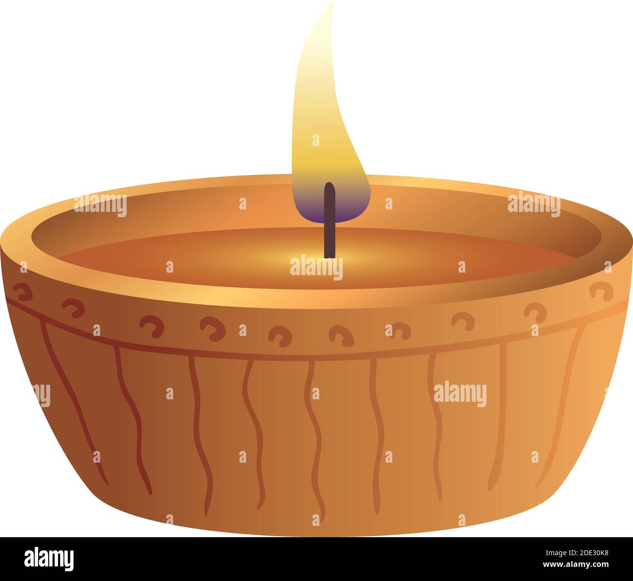 wooden diwali candle decorative icon Stock Vector