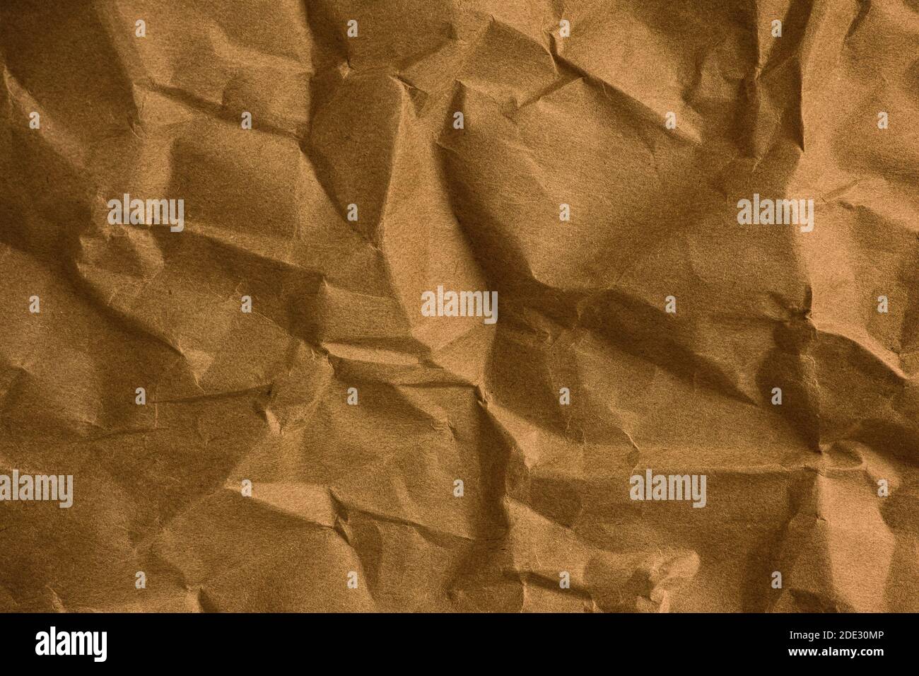 Brown crumpled paper background. Close up. Stock Photo