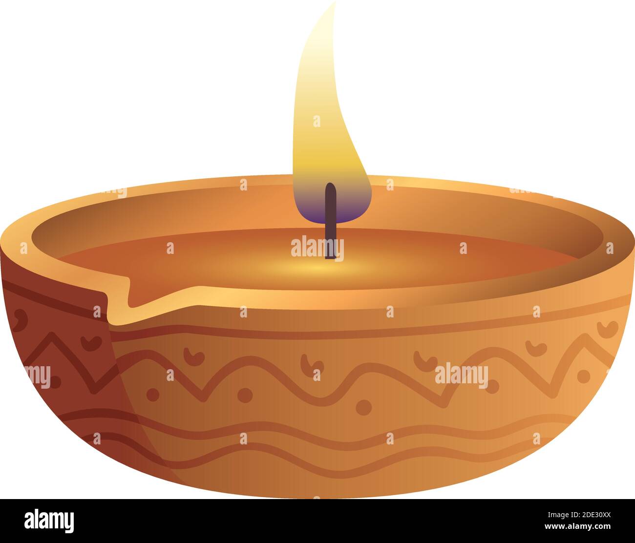 wooden diwali candle decorative icon Stock Vector