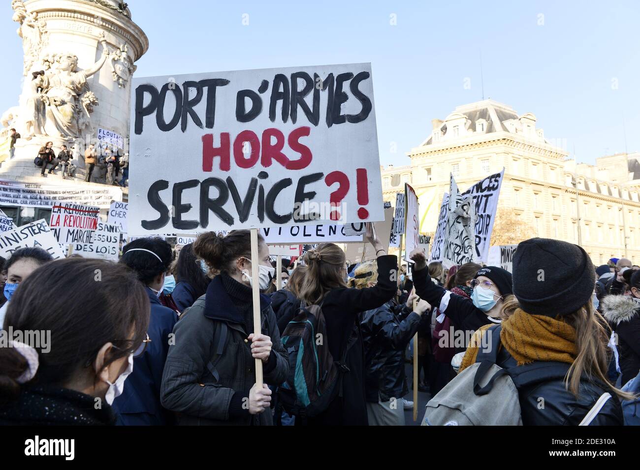 Protest in Paris against 'Global Security Law Project' - 28th of november - Place de la République - Paris - France Stock Photo