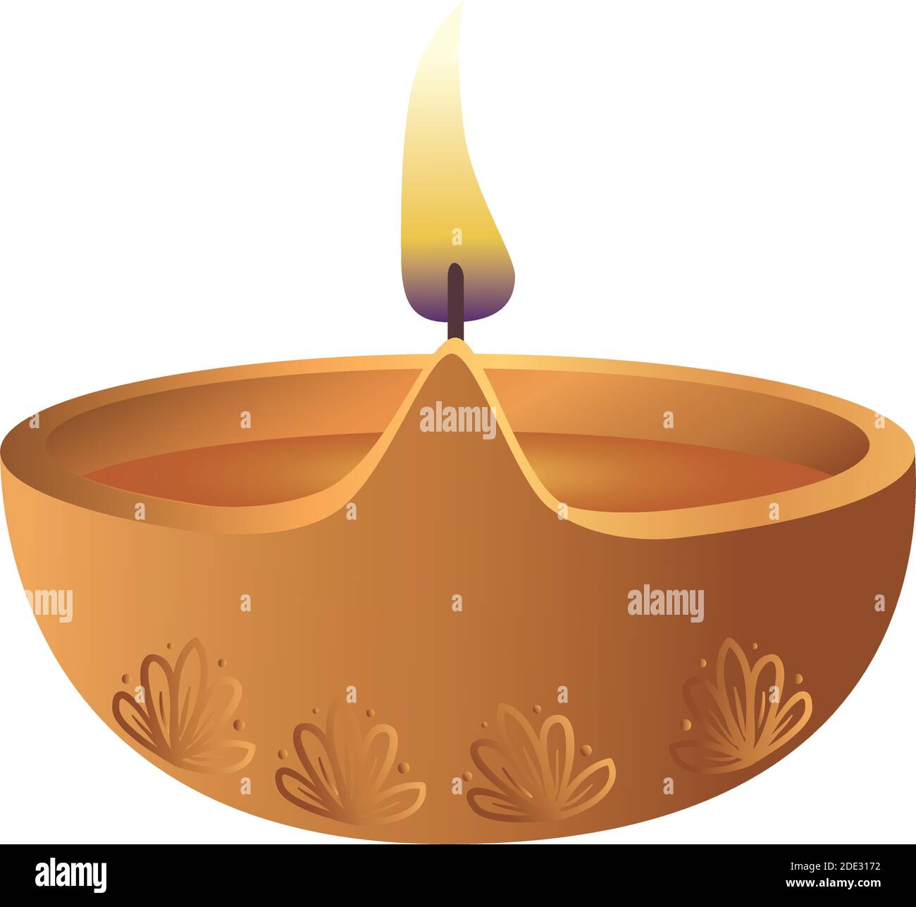 wooden diwali candle decorative icon Stock Vector