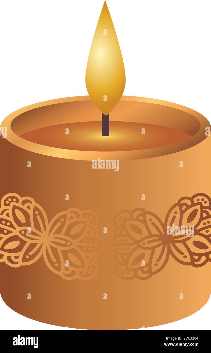wooden diwali candle decorative icon Stock Vector