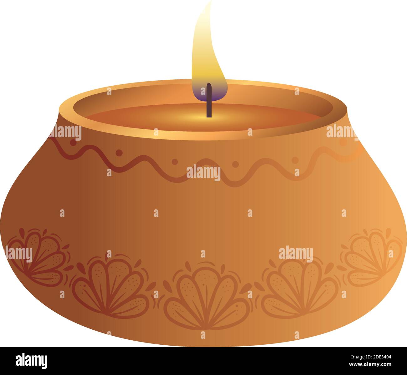 wooden diwali candle decorative icon Stock Vector