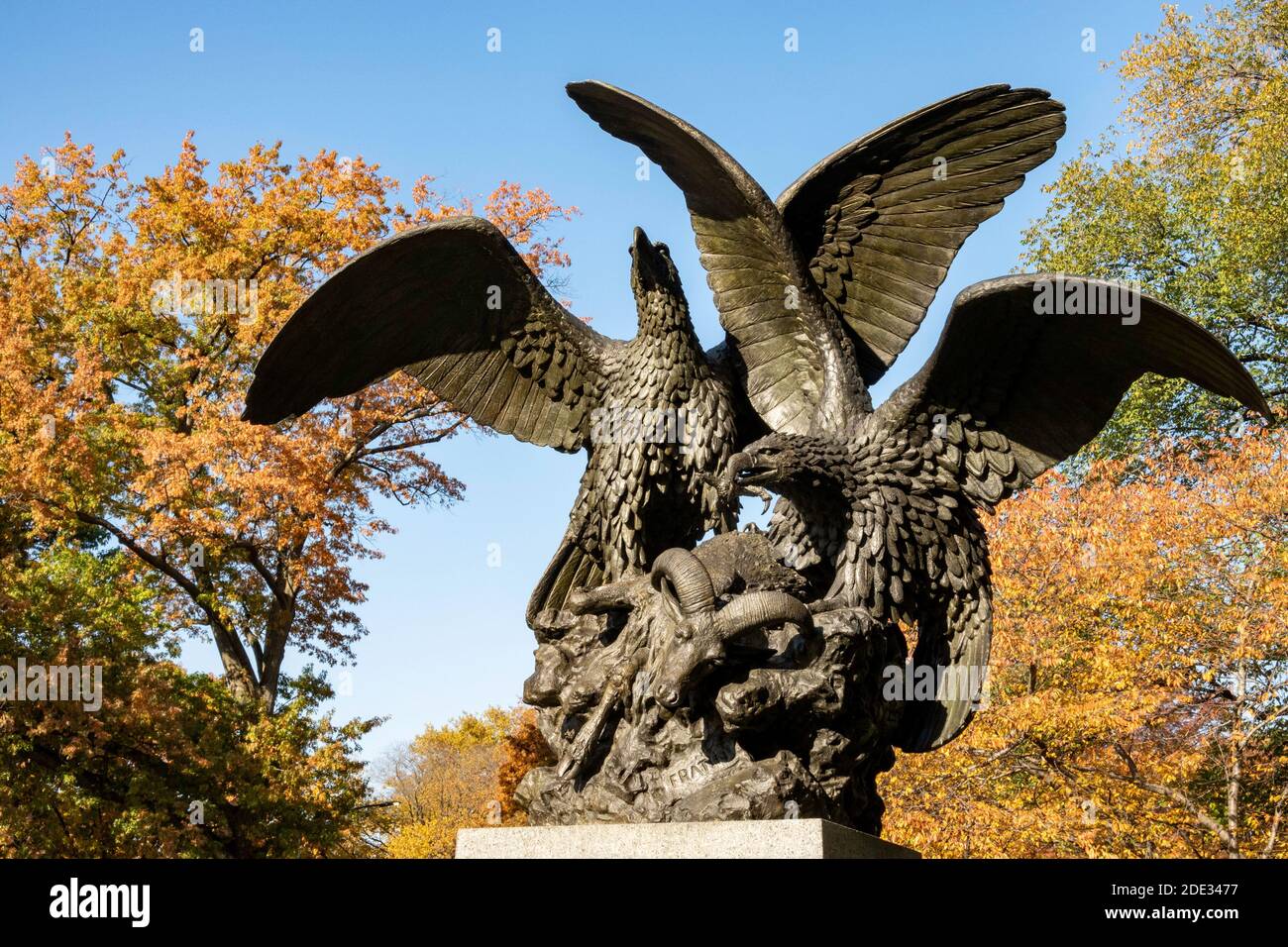 "Eagles and Prey" Statue, Central Park, NYC Stock Photo Alamy
