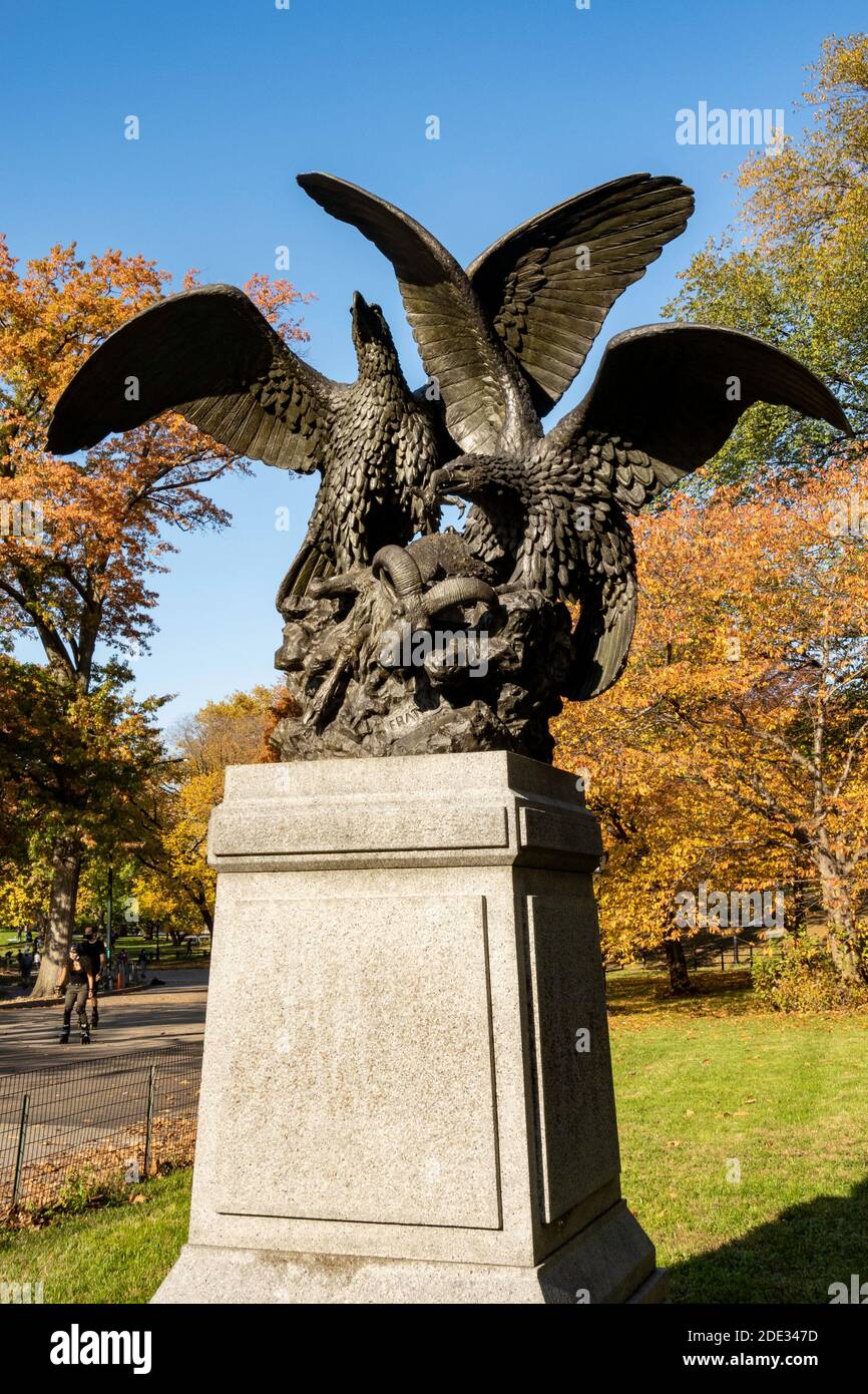 "Eagles and Prey" Statue, Central Park, NYC Stock Photo Alamy