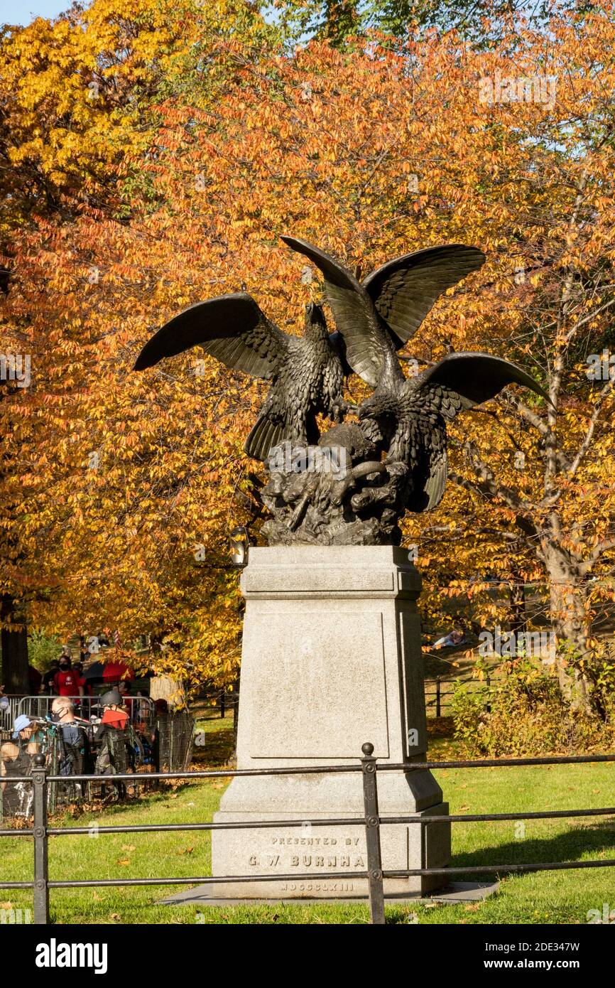 "Eagles and Prey" Statue, Central Park, NYC Stock Photo Alamy