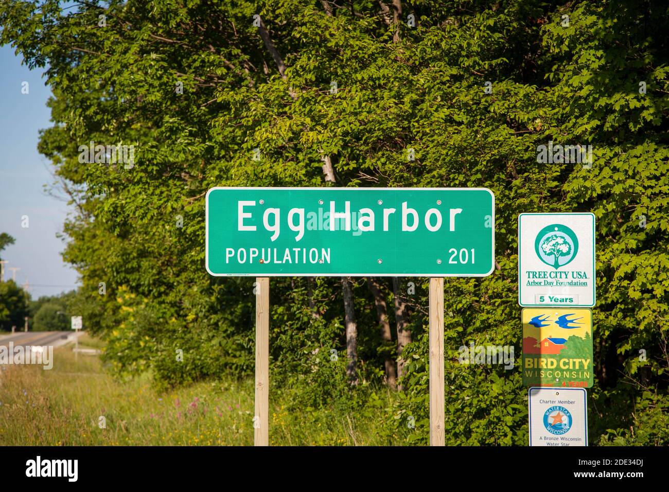Road sign for Egg Harbor Stock Photo Alamy