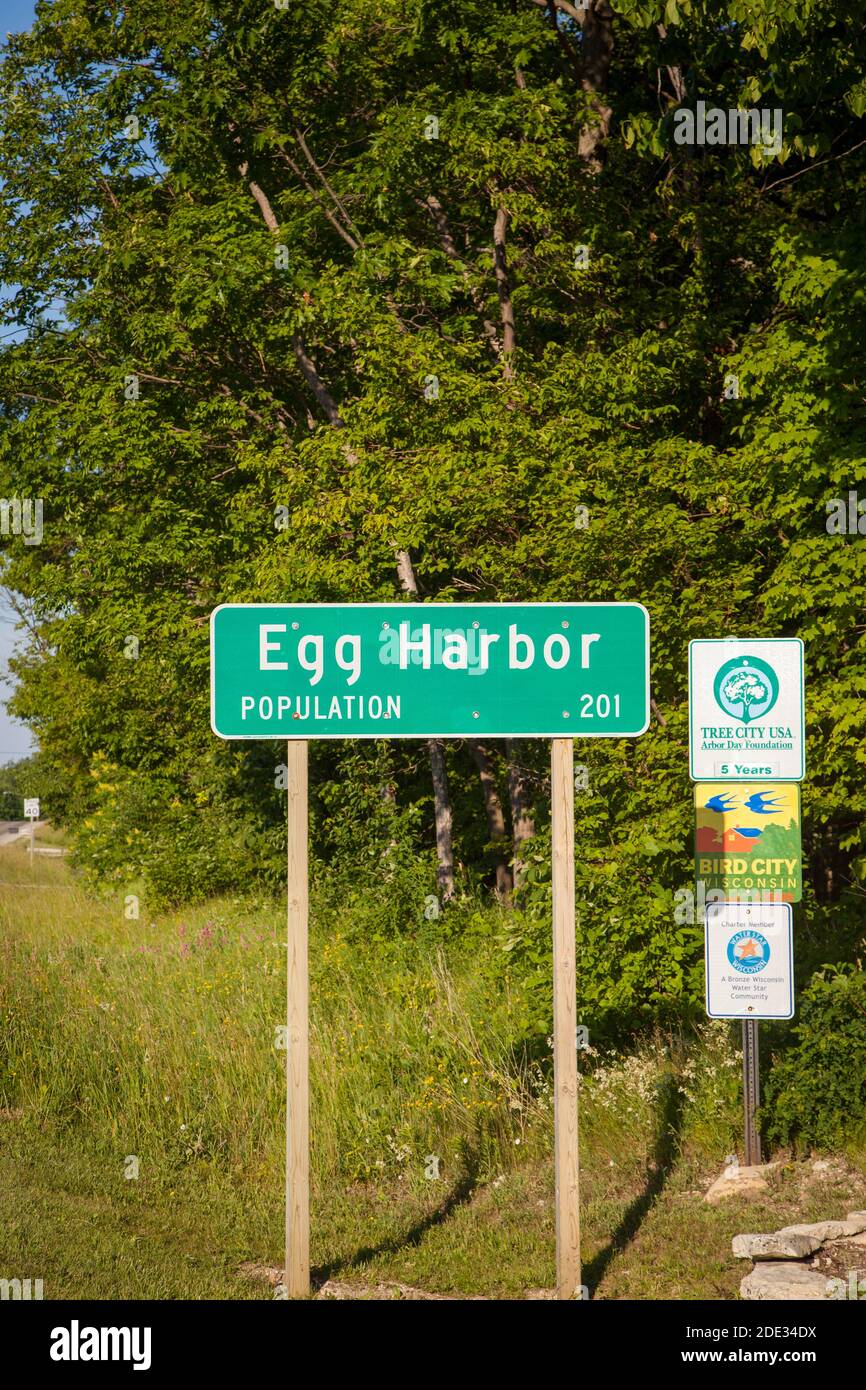 Road sign for Egg Harbor Stock Photo Alamy