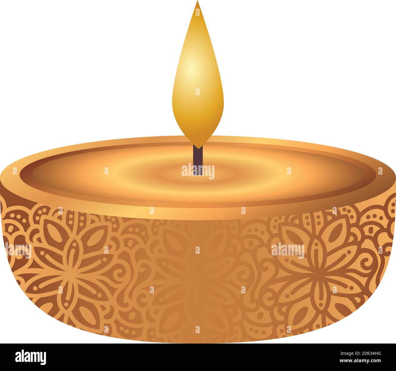 wooden diwali candle decorative icon Stock Vector