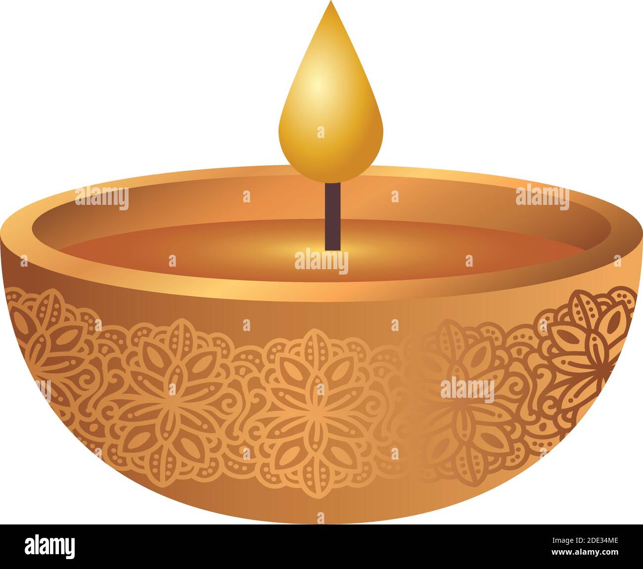 wooden diwali candle decorative icon Stock Vector