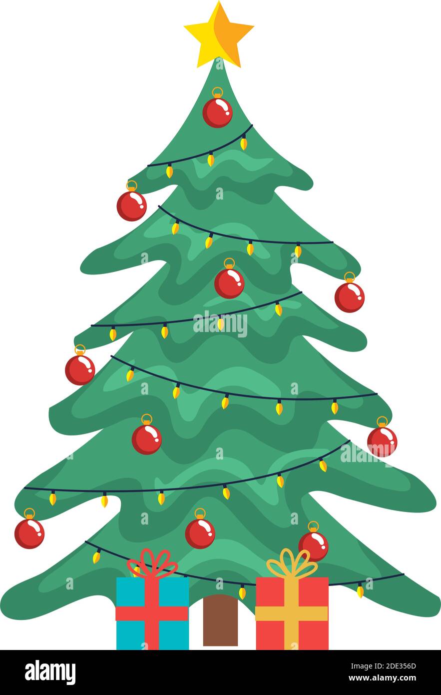 christmas pine tree with gifts icon Stock Vector Image & Art - Alamy