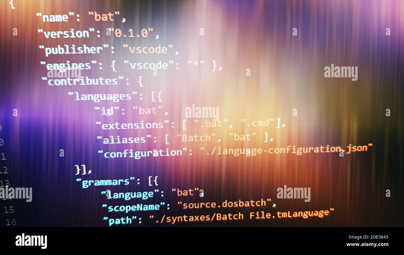 Abstract computer script code. Programming code screen of software ...