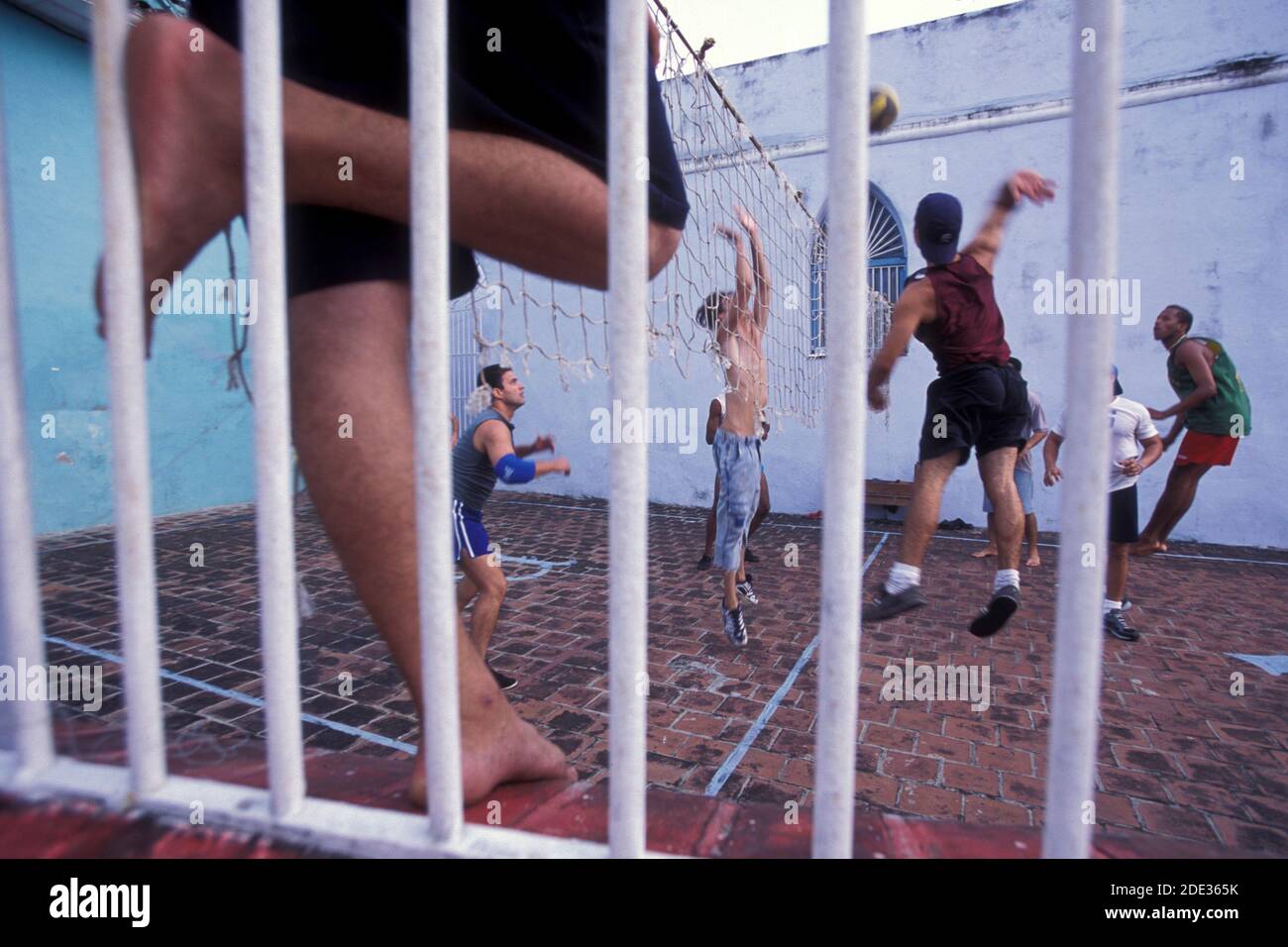people play volleyball the city of Havana on Cuba in the caribbean sea