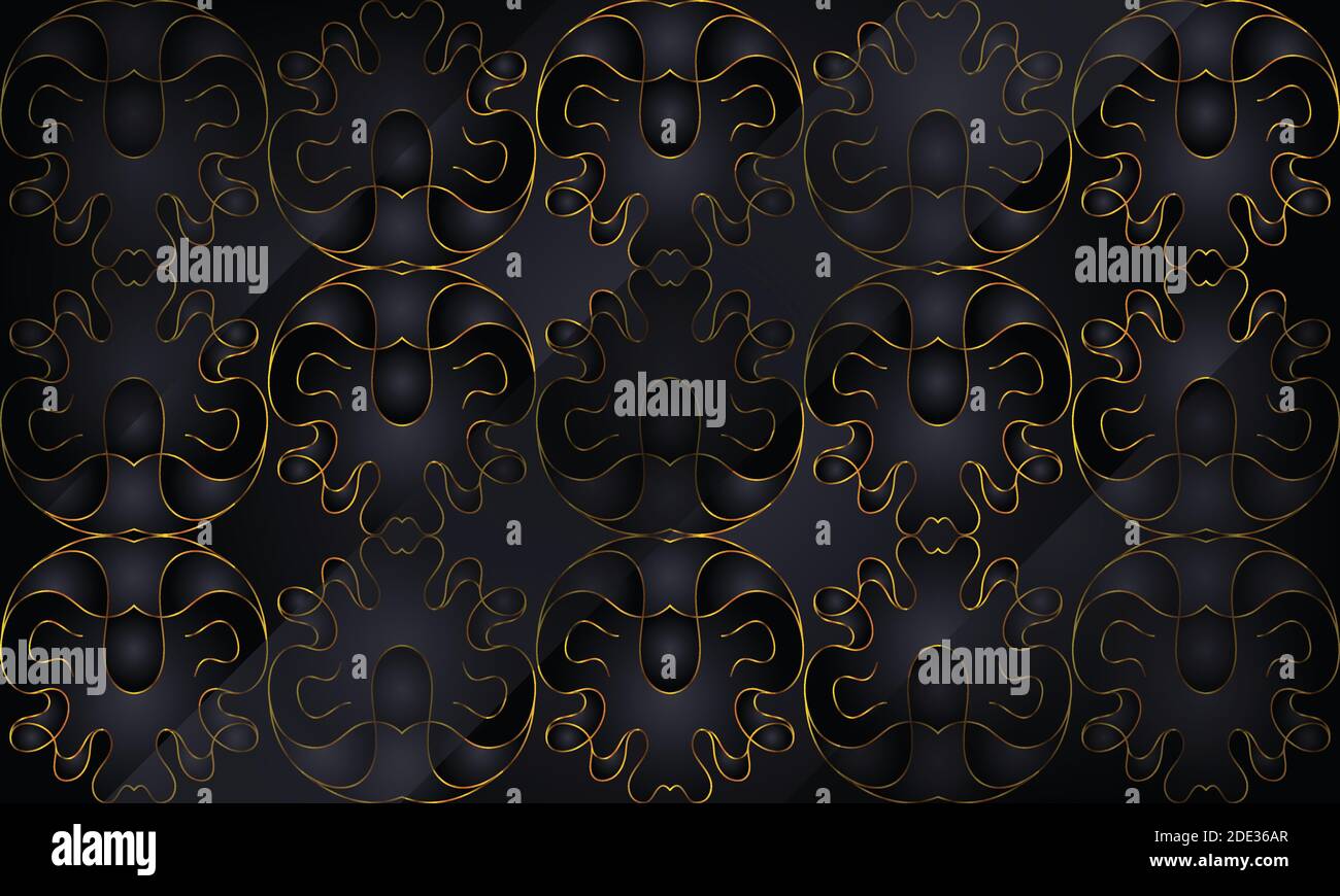 Black background with golden seamless abstract geometric pattern Stock ...