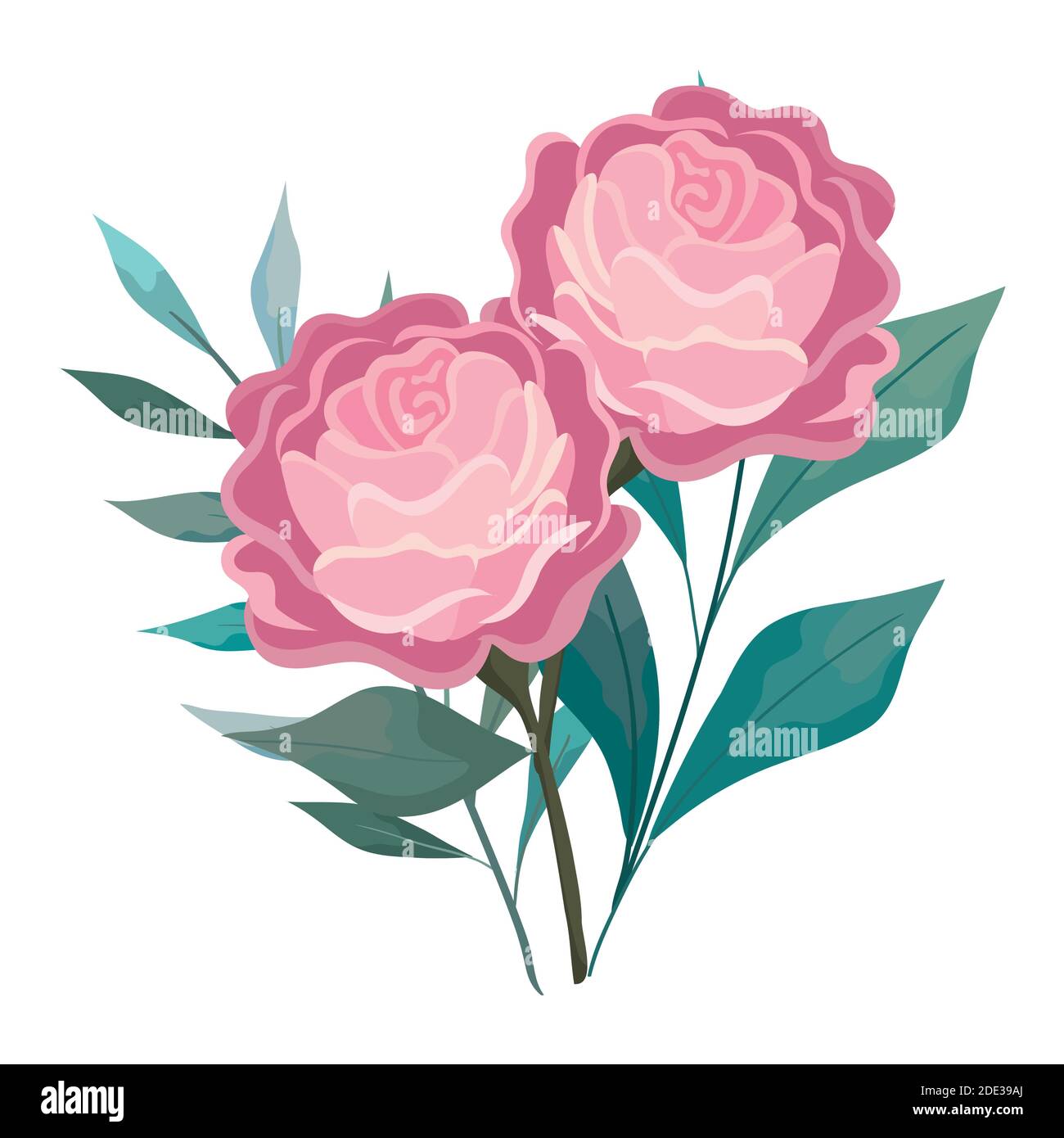 roses flowers pink with leaves painting vector design Stock Vector ...