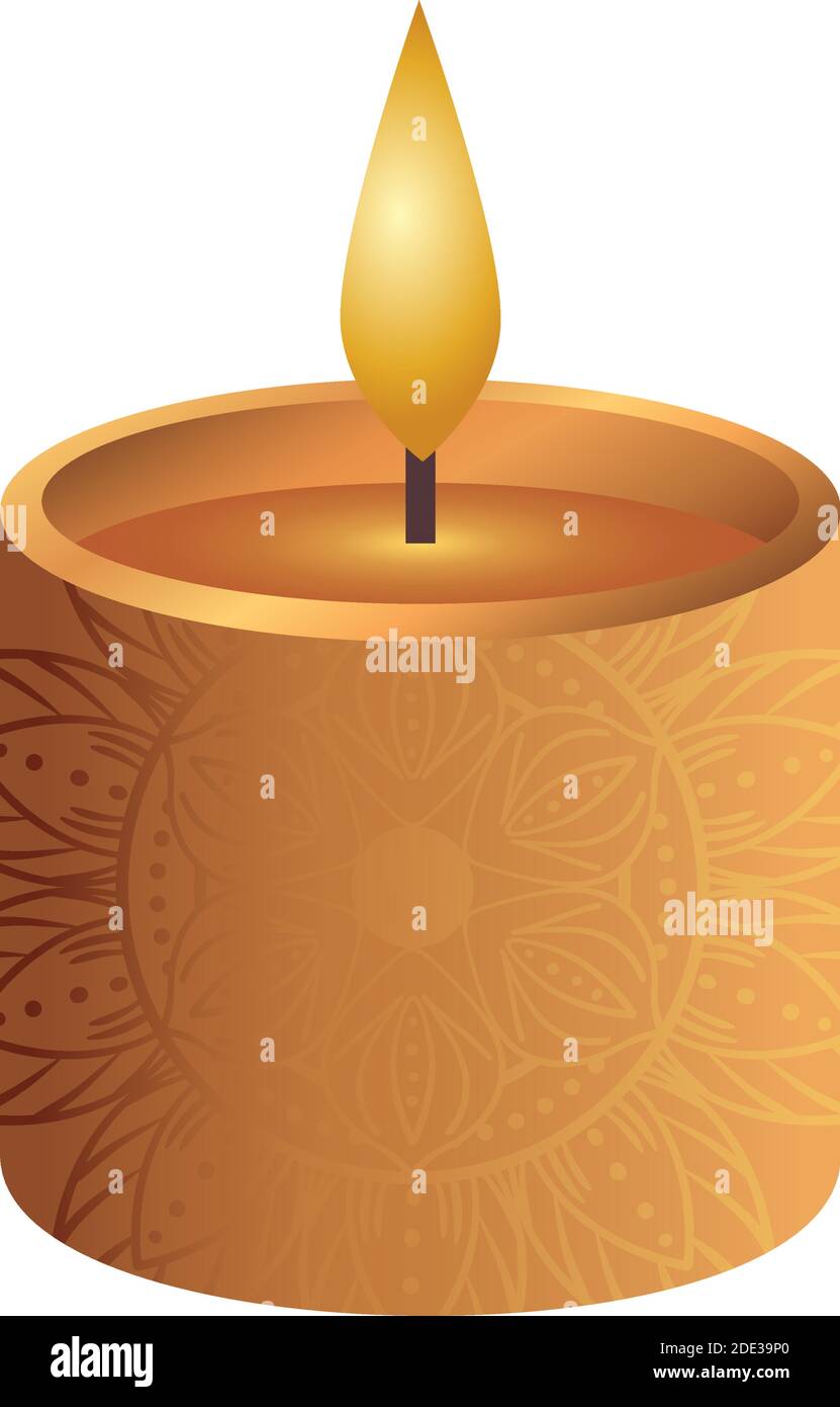 wooden diwali candle decorative icon Stock Vector