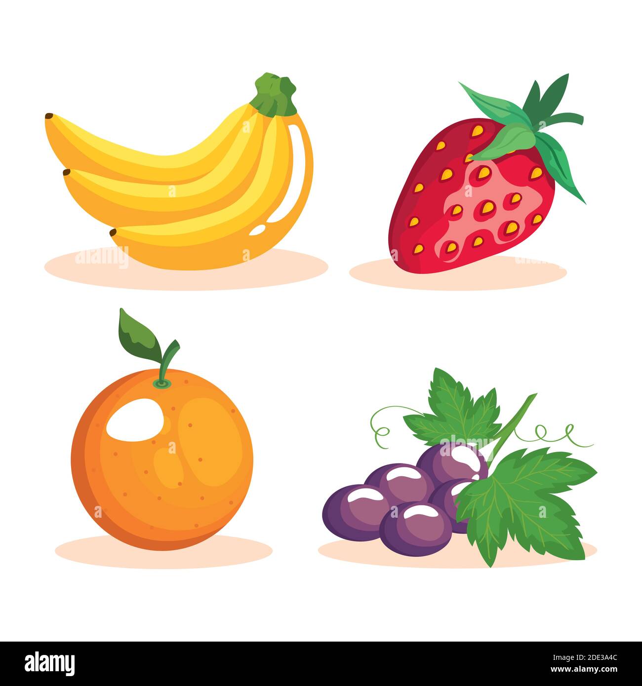 banana strawberry orange and grapes fruits vector design Stock Vector ...