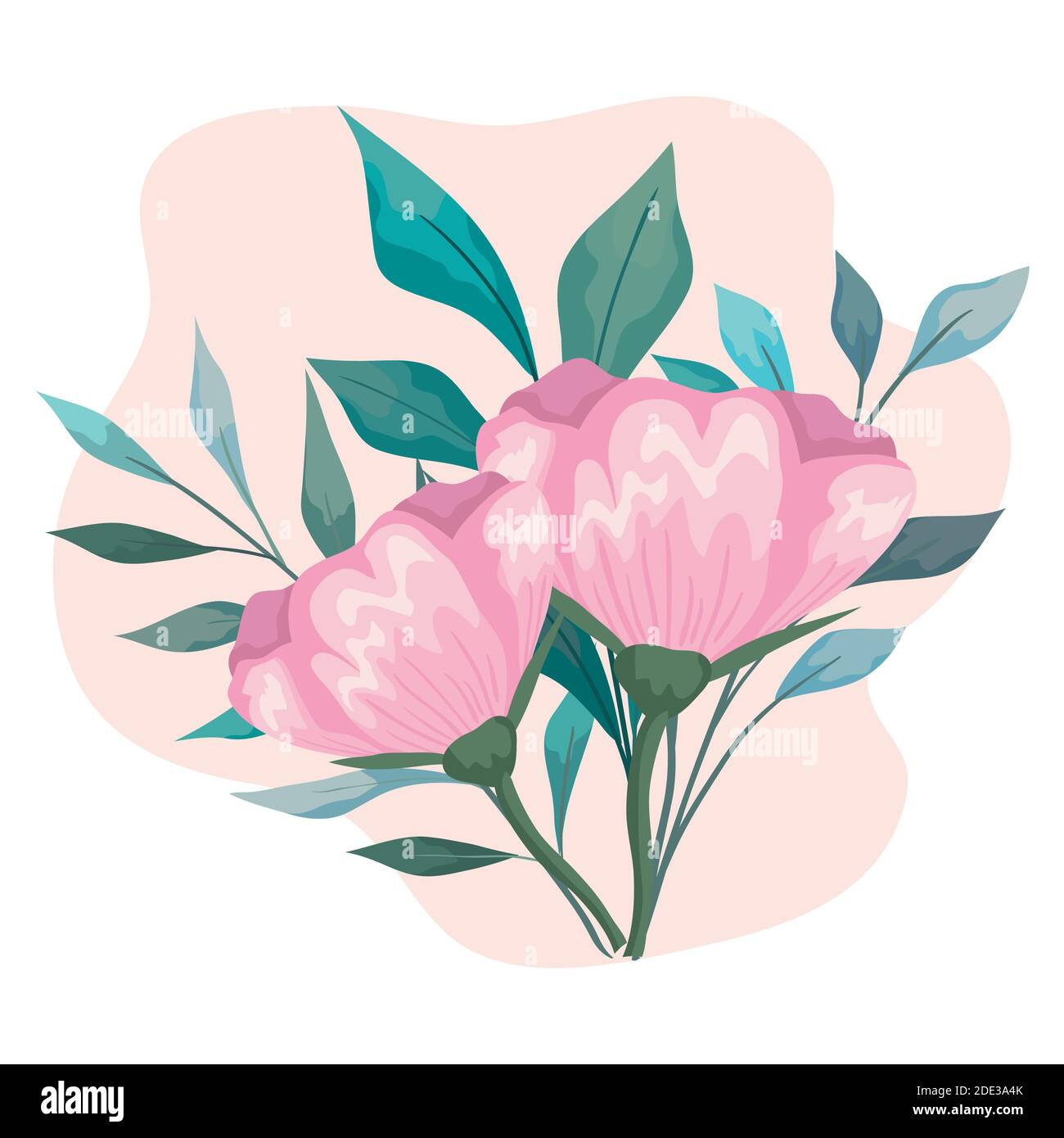 flowers pink with leaves painting vector design Stock Vector Image ...