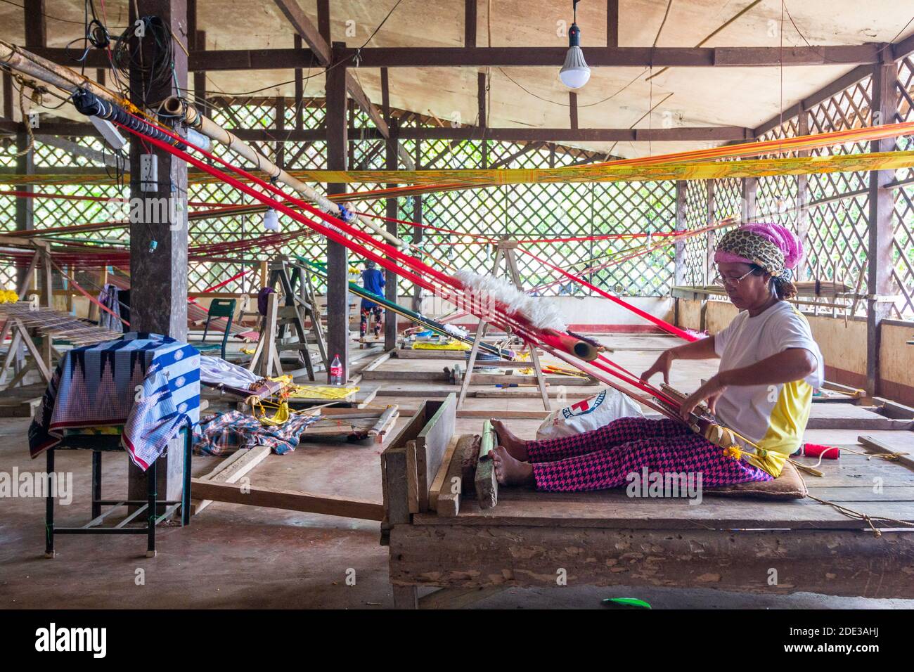 Yakan weaving and cloth at the Yakan Weaving House in Basilan, Philippines Stock Photo