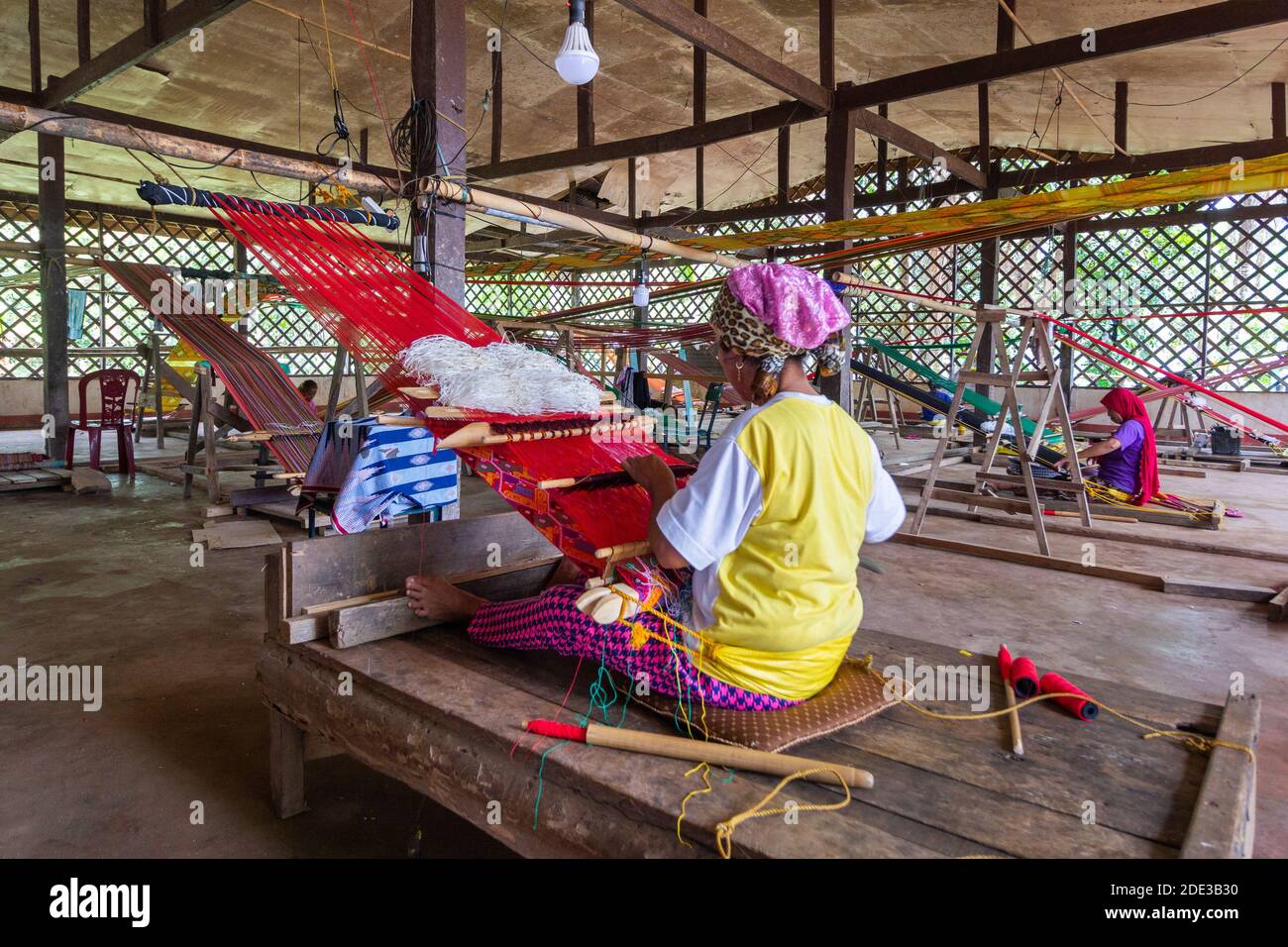 Yakan weaving and cloth at the Yakan Weaving House in Basilan, Philippines Stock Photo