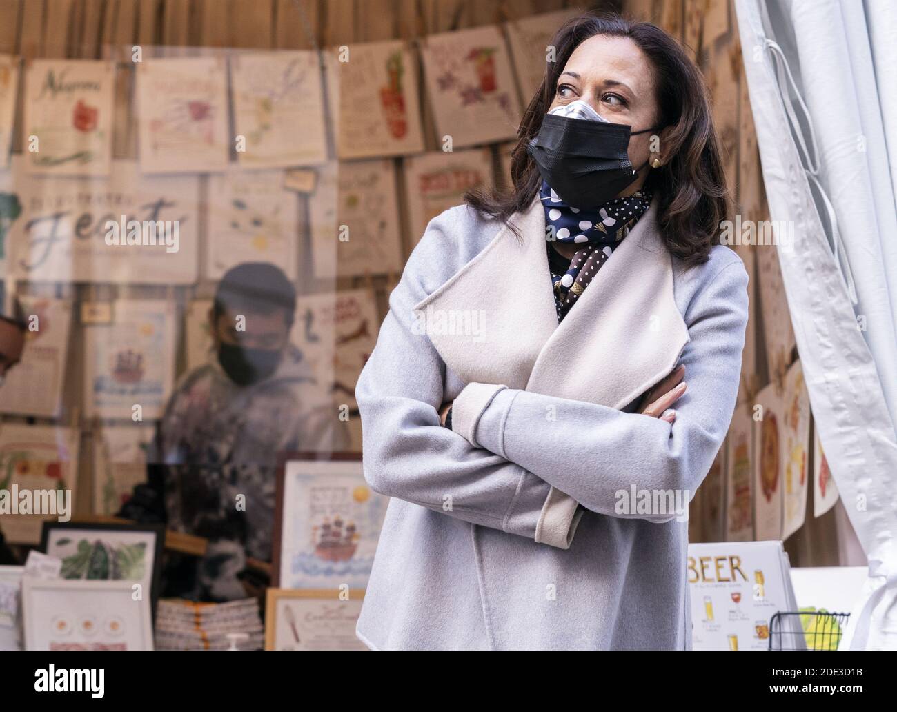 Washington, United States. 28th Nov, 2020. Vice President Elect Kamala Harris shops at the Downtown Holiday Market on small business Saturday in Washington, DC on Saturday, November 28, 2020. Photo by Kevin Dietsch/UPI Credit: UPI/Alamy Live News Stock Photo