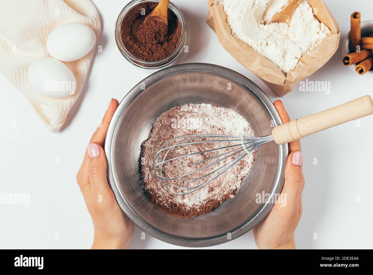 Hands baking bowl cake spoon whisk hires stock photography and images