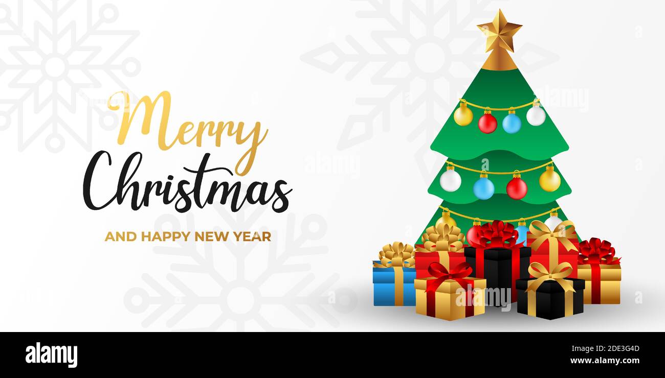 Merry Christmas Banner Background vector. Christmas vector Background with decorative element illustration. Merry christmas and Happy new year vector Stock Vector