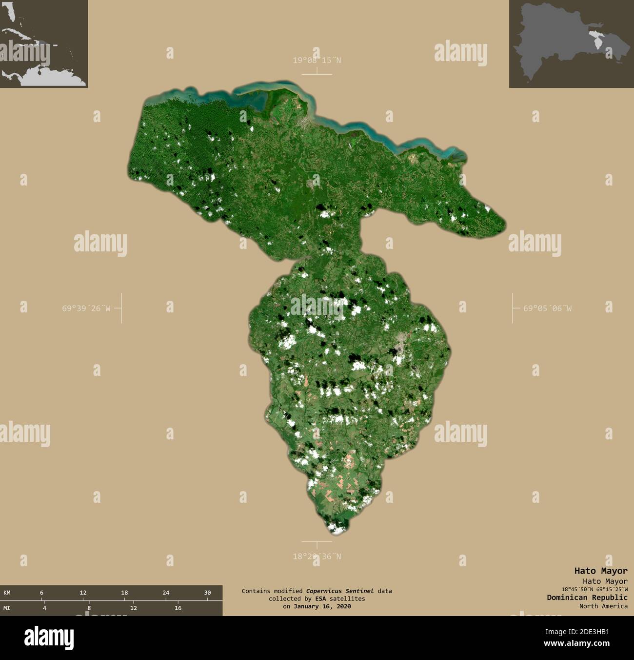 Hato Mayor, province of Dominican Republic. Sentinel2 satellite