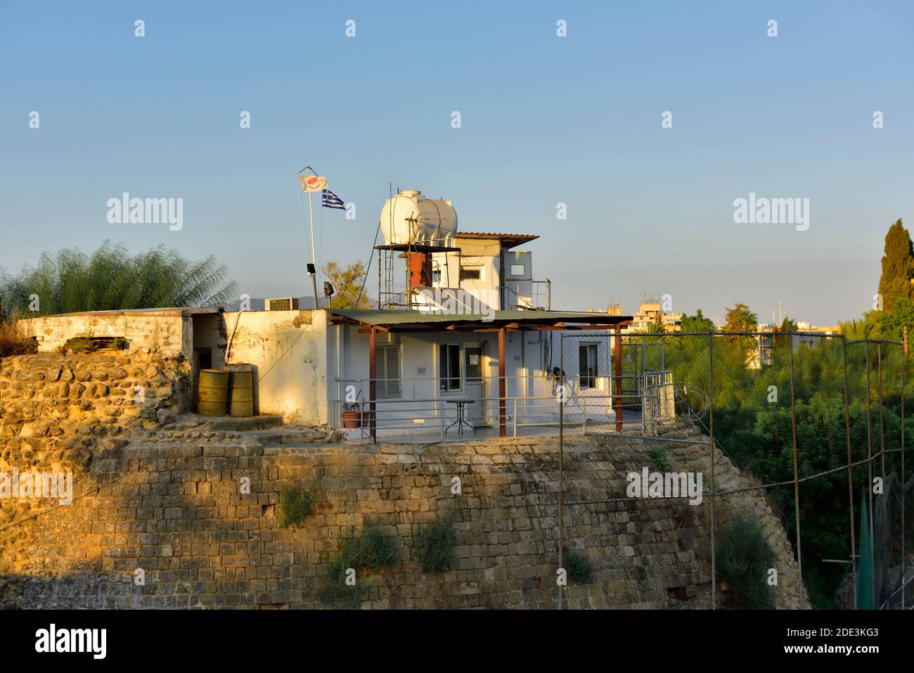 Observation post for  UN Buffer zone separating Greek South Nicosia to Turkish North Nicosia, Cyprus Stock Photo