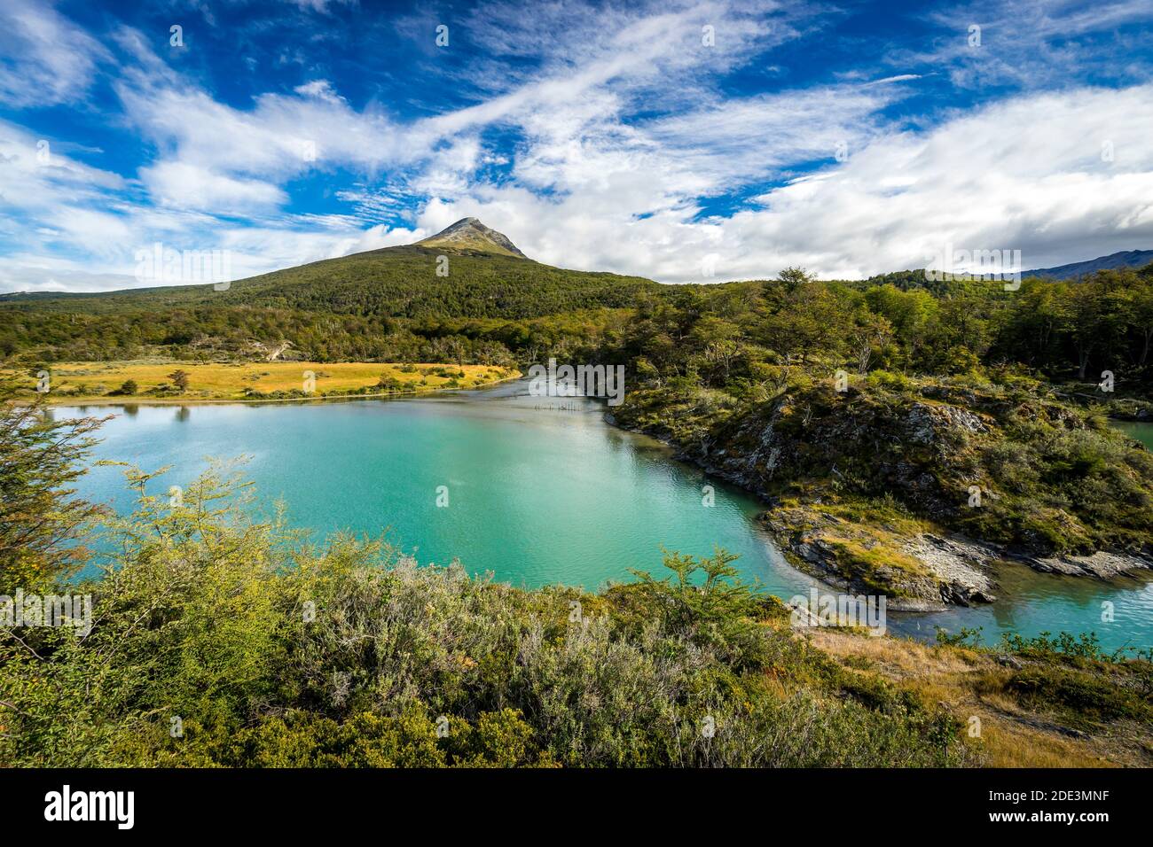 Laguna Verde on Lapataia river, Tierra del Fuego National Park near Ushuaia, Patagonia, Argentina Stock Photo