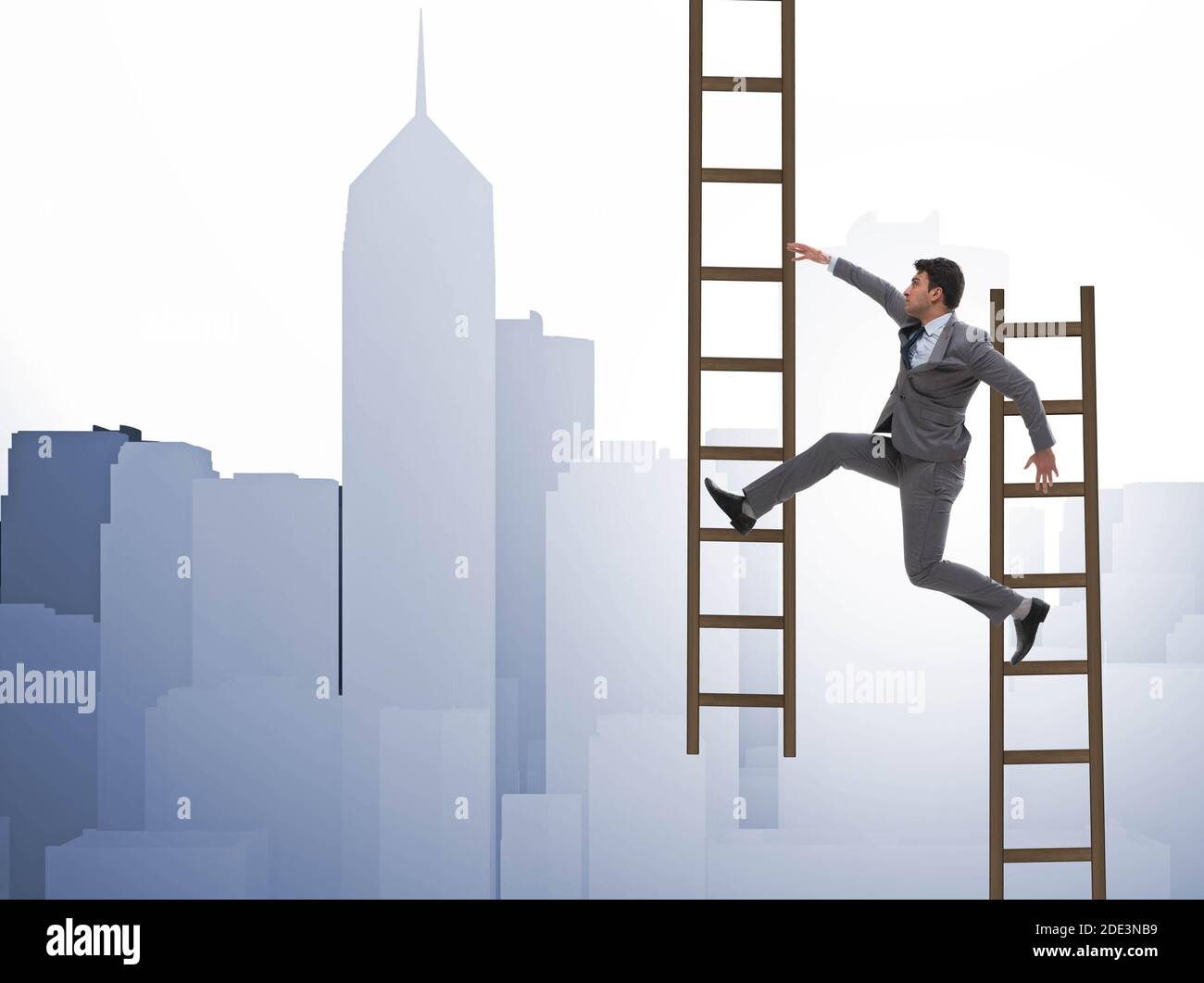 The businessman climbing career ladder in business concept Stock Photo ...