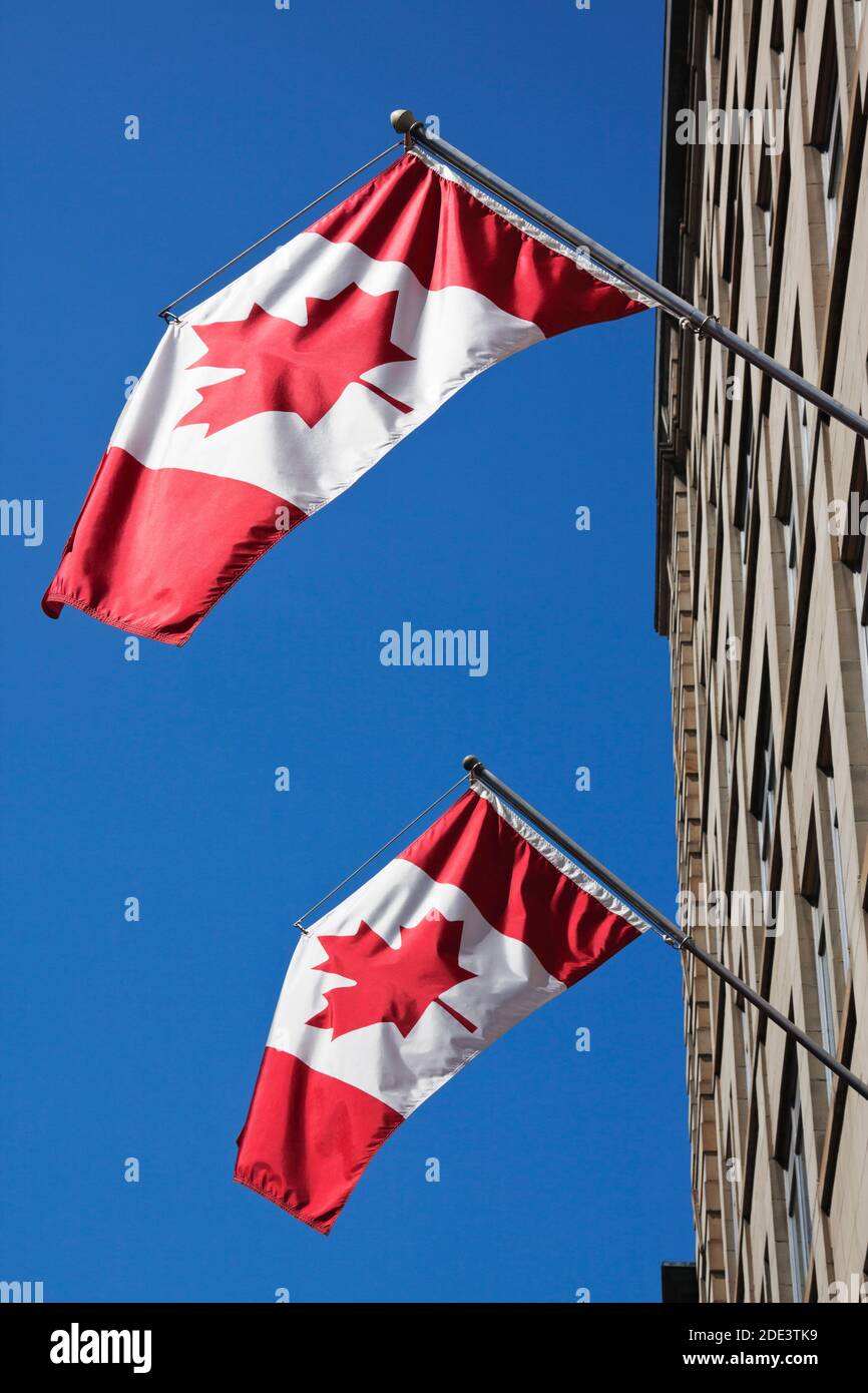 Canadian Flags, Sparks Street, Ottawa, Ontario, Canada Stock Photo