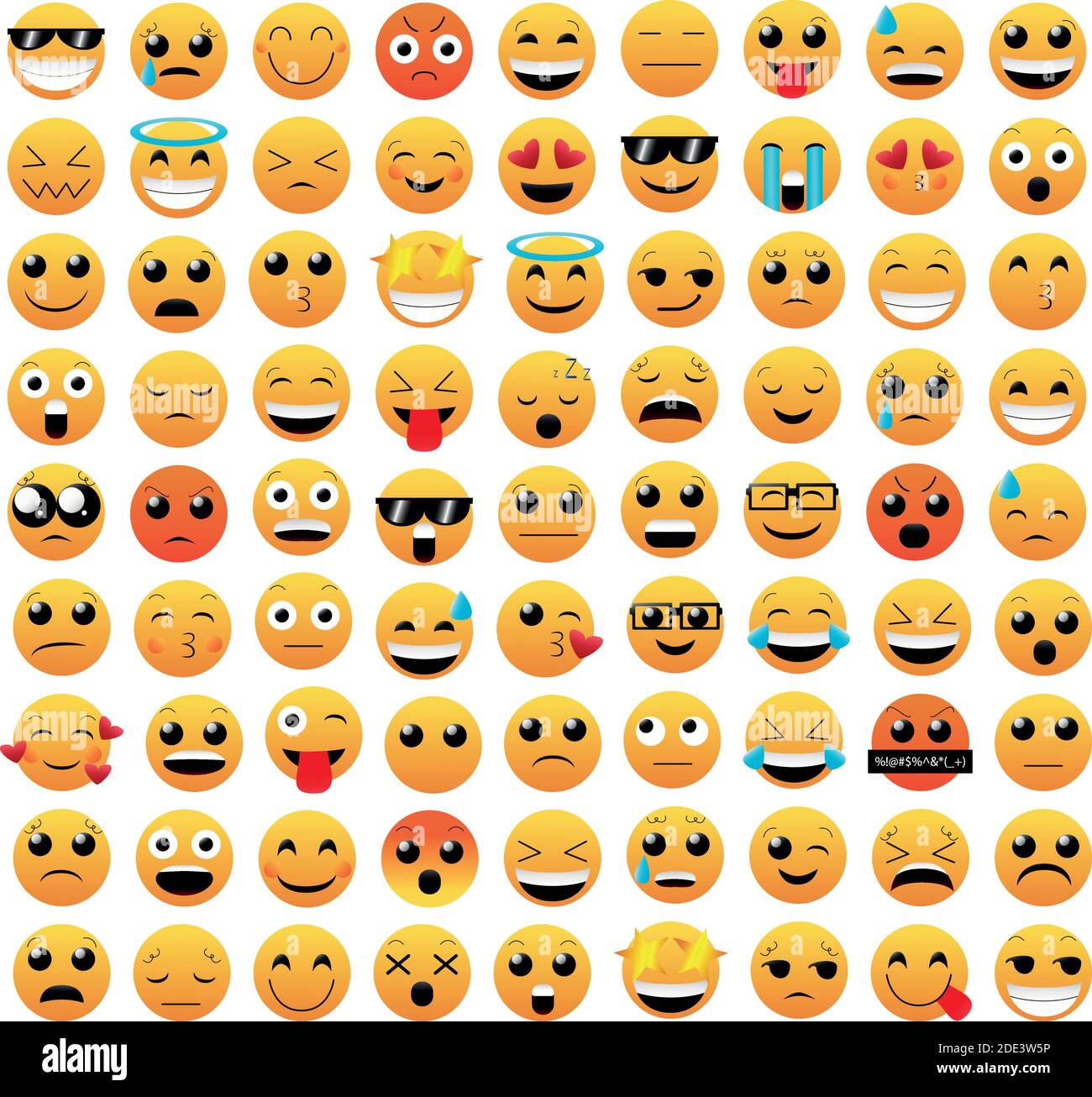 Set of emoticon vector isolated on white background. Emoji vector. Smile icon collection. Emoticon icon web Stock Vector