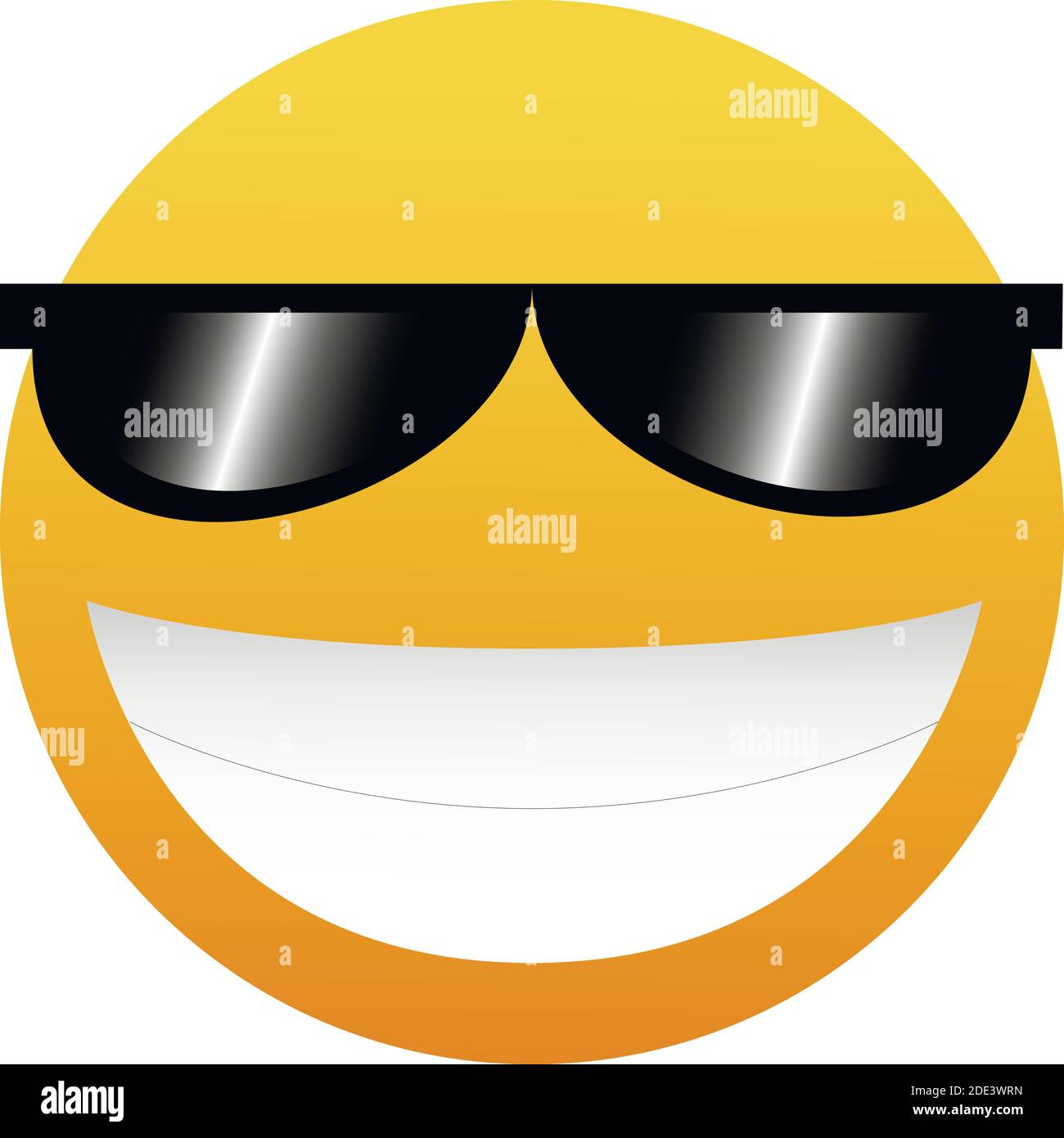 Emoticon with Sun Glasses. Smile icon. Isolated Vector Illustration on White Background. Stock Vector